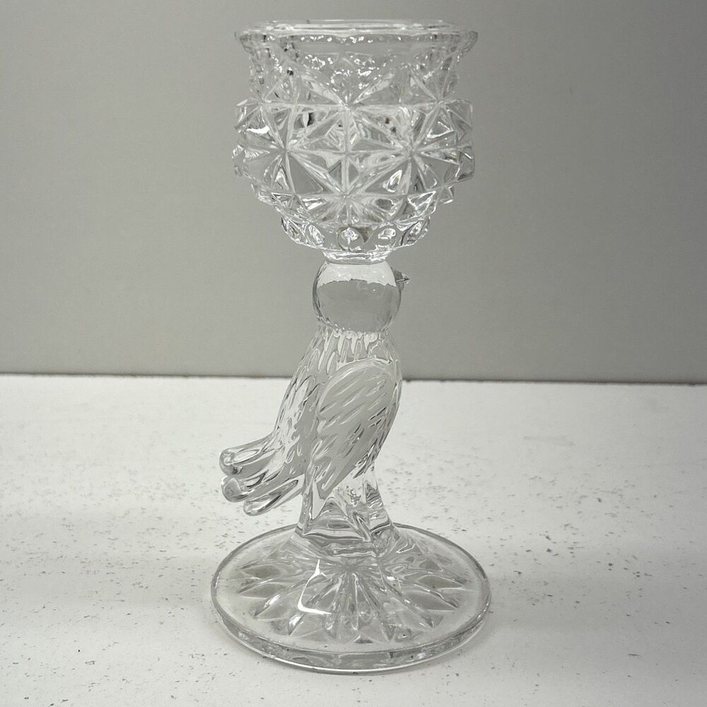 Vintage Hofbauer Byrdes Lead Crystal Bird Candlestick West Germany Rare‎